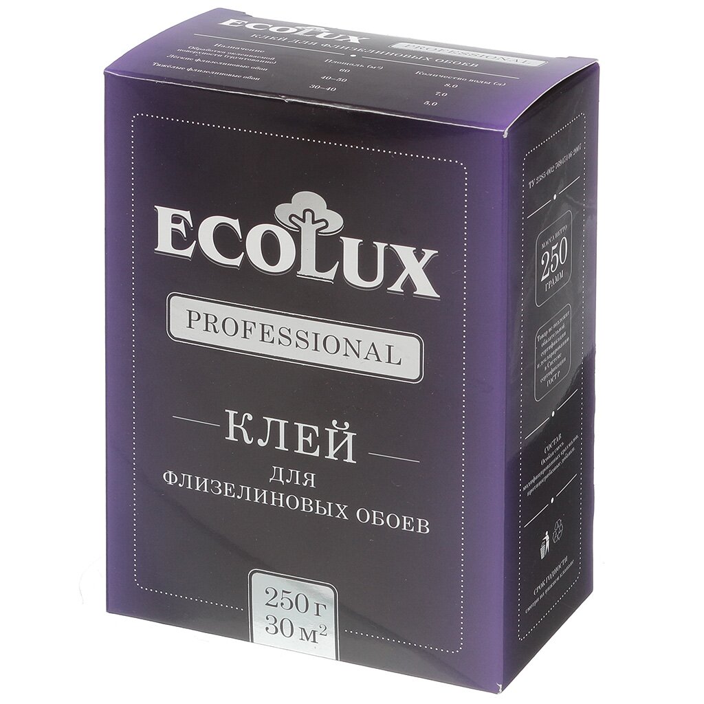 Клей для флизелиновых обоев, Ecolux, Professional, 250 г клей для обоев ecolux