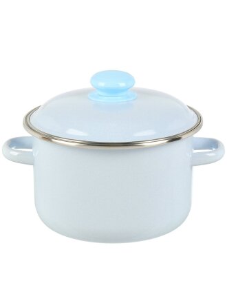 Кастрюля эмалированная сталь, 3 л, крышка сталь, цилиндрическая, Сибирские товары, 9MD181P, серо-голубая, индукция