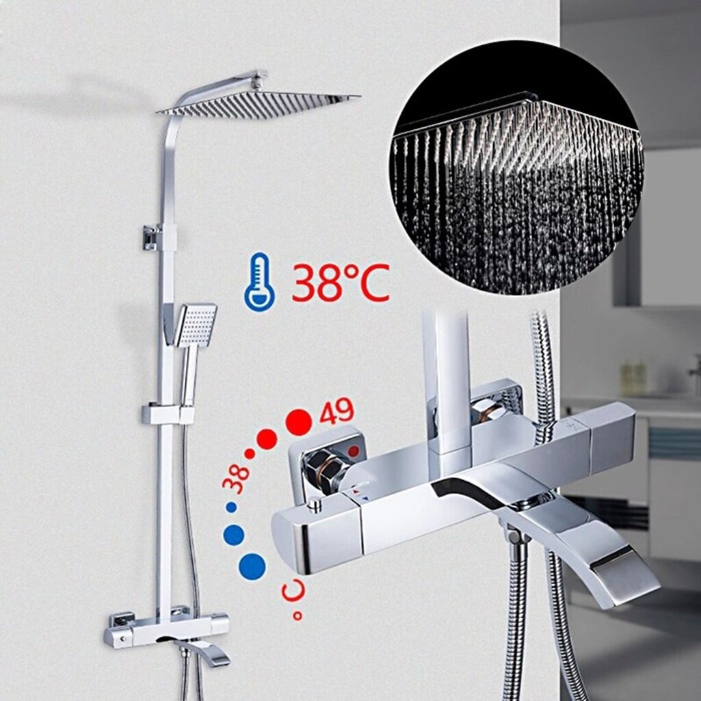 Душевая система для ванны, Gappo, термостатическая, хром, G2407-40 душевая система для ванны gappo термостатическая g2495 76