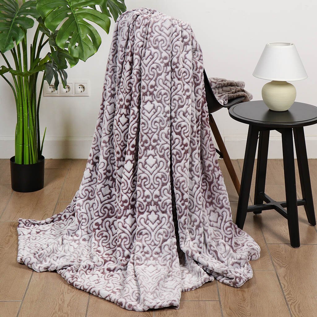 Плед евро, 220х240 см, 100% полиэстер, Silvano, Версаль вензеля, шоколад, 2019GLAX-10-1625