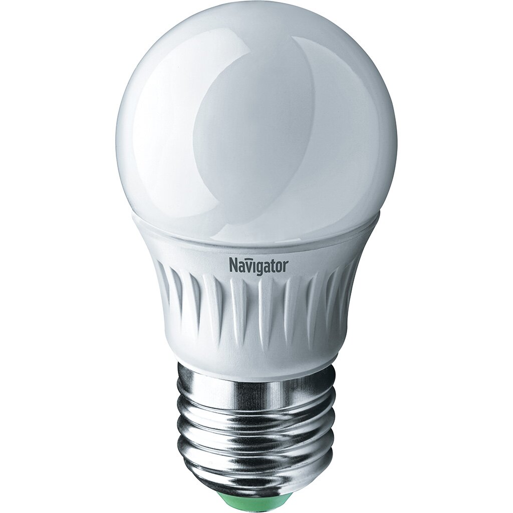 Лампа светодиодная E27, 5 Вт, 40 Вт, шар, 2700 К, свет теплый белый, Navigator белый свет