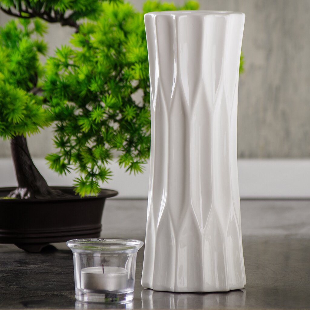 Ваза керамика, настольная, 22 см, Y6-2016, белая ваза для сухо ов керамика настольная 20 5 см оттава y4 6554 белая