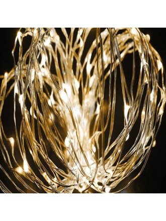 Гирлянда 100 ламп, 10 м, 1 режим, Золотые нити RGB, Космос, свет белый, медная, на улице/в помещении, сетевая, IP44, KOCNL-EL151