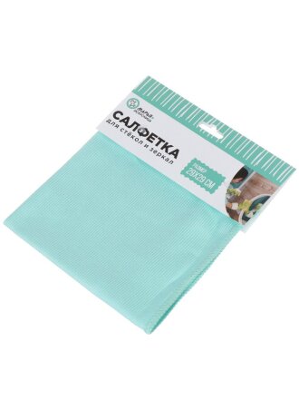 Салфетка бытовая для стекол и зеркал, микрофибра, 29х29 см, Марья Искусница