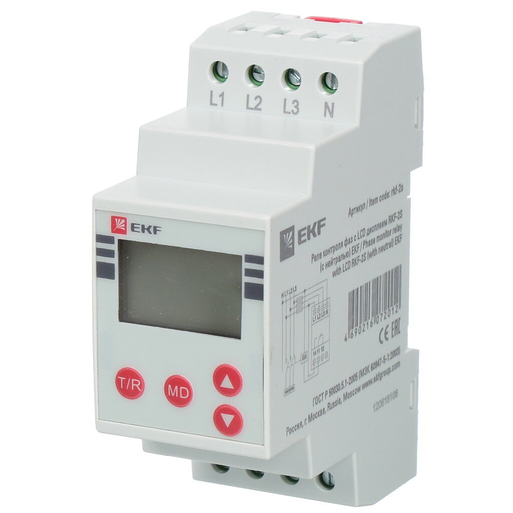 Реле контроля фаз RKF-2S EKF с LCD дисплеем