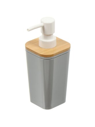 Дозатор для жидкого мыла, Бамбук, пластик, 7.3х7.3х17 см, серый, PS0282GA-LD