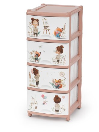 Комод детский 4 ящика, 38х48х98 см, Альтернатива, для девочек, М1240