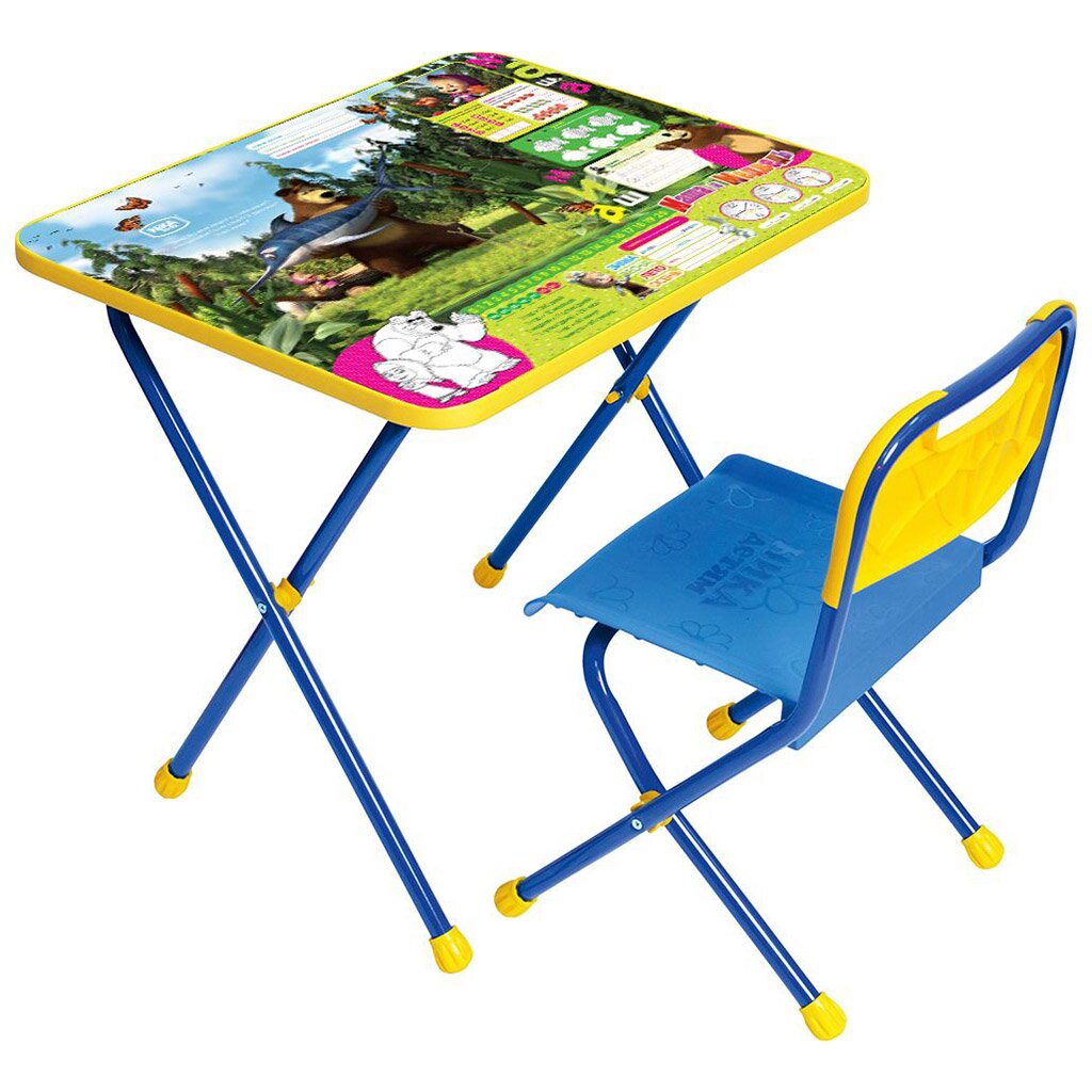Мебель детская Nika, стол+стул, Познайка Ловись рыбка: Маша и медведь, металл, пластик, 803