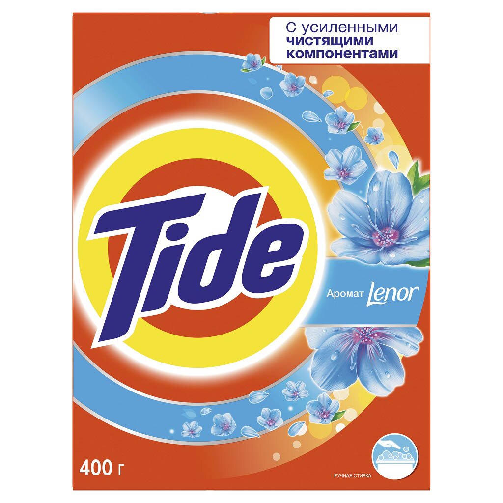 Стиральный порошок Tide, 0.4 кг, ручной, для цветного белья, 2 в 1 Аура мягкости Ленор Тач