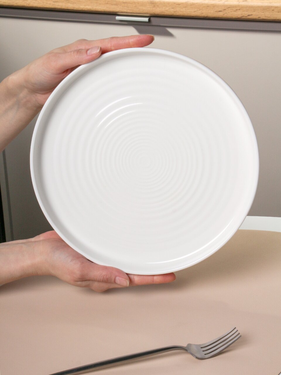 Тарелка обеденная, керамика, 25 см, круглая, Лайнс, Daniks, Y4-7992