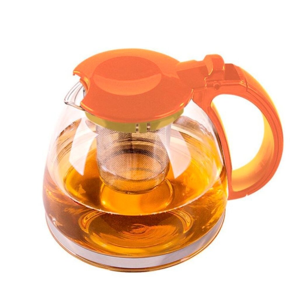 Чайник заварочный стекло, 0.7 л, с ситечком, Barouge, Orange, ВF-502, оранжевый