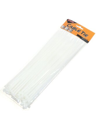 Хомут стяжной кабельный, 4.8х300 мм, нейлон, 100 шт, белый
