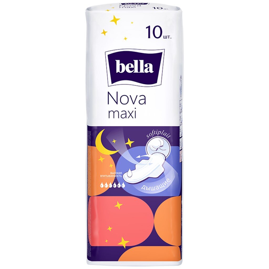 Прокладки женские Bella, Nova Maxi softiplait air, 10 шт, BE-012-MW10-E03 прокладки женские bella panty soft ежедневные 20 шт 5640 be 021 rn20 098