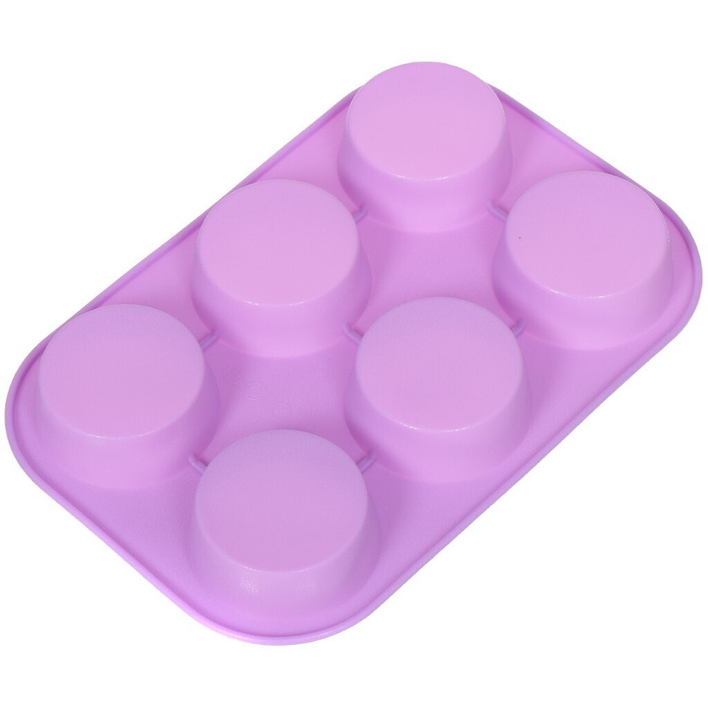 Форма для выпечки силиконовая Круги KT-S-302 на 6 кексов, 26.5х18х2.7 см