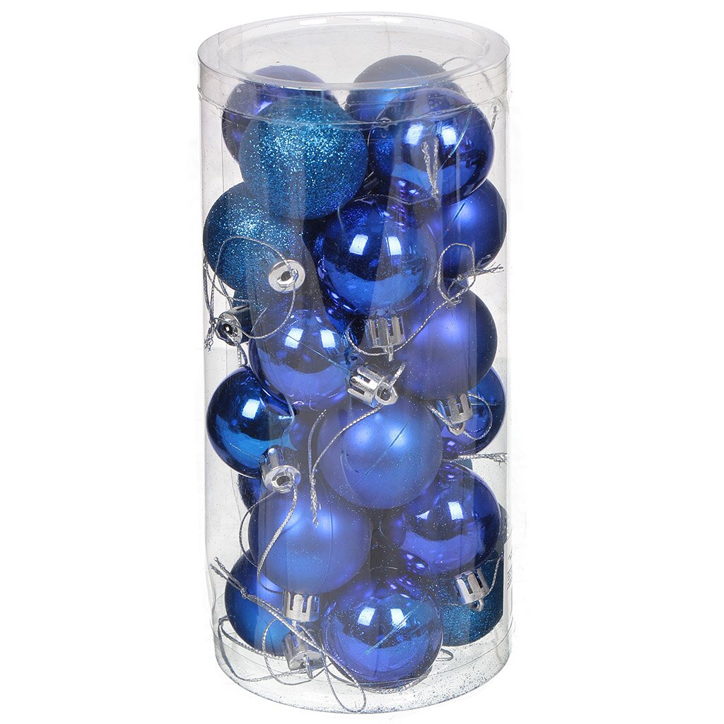 Елочный шар 24 шт, синий, 4 см, SYCB17-634-4