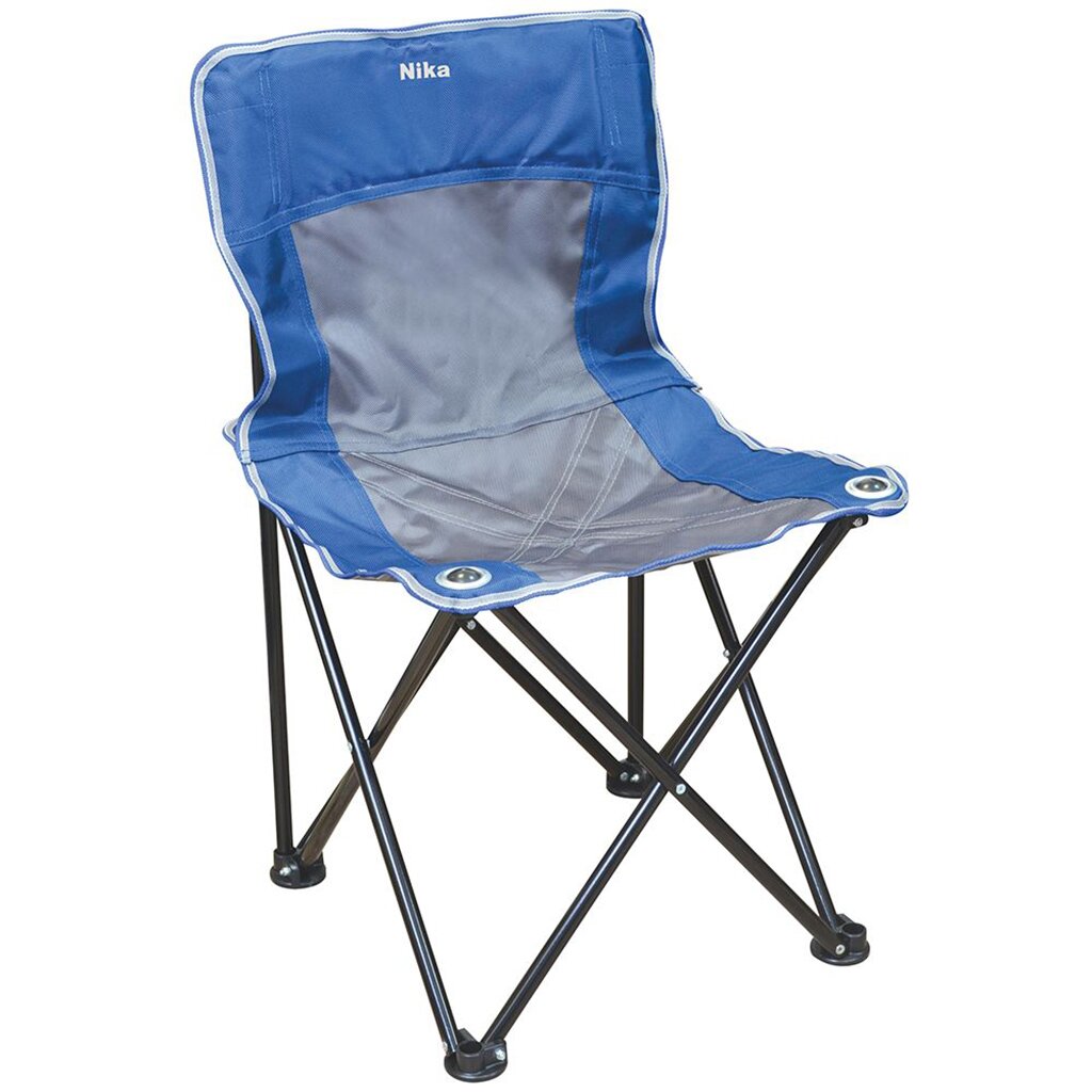 Стул-кресло 46х46х77 см, Премиум 3, сине-серое, ткань водоотталкивающая, с сумкой-чехлом, со спинкой, 100 кг, Nika, ПСП3/СС