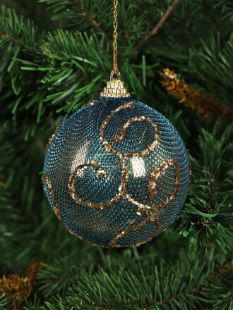 Елочный шар бирюзовый, 8 см, SYPMQB-102107