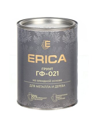 Грунтовка алкидная, Erica, ГФ-21, для внутренних и наружных работ, черная, 0.8 кг