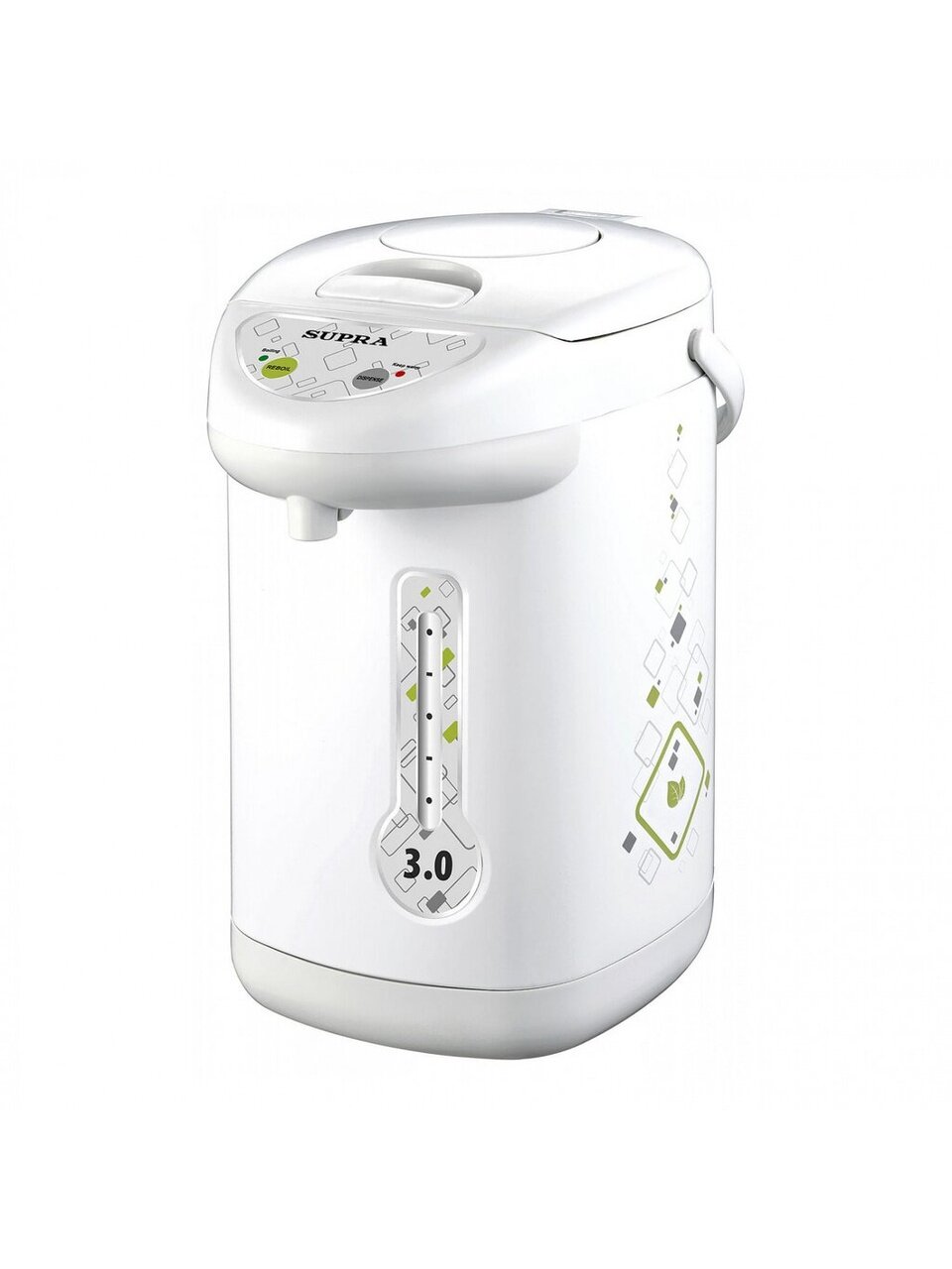 Термопот Supra, TPS-3006, белый, 3 л, 800 Вт, скрытый нагревательный элемент, металл