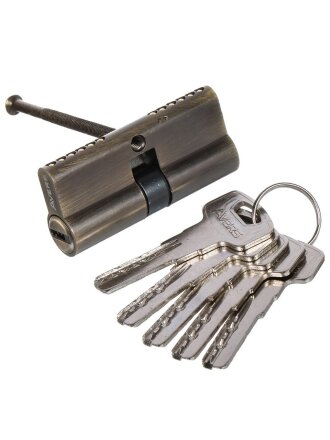 Личинка замка двери Avers, ZM-70-AB, 33 702, ЦАМ, 70 мм, двухсторонняя, бронза, 35/35