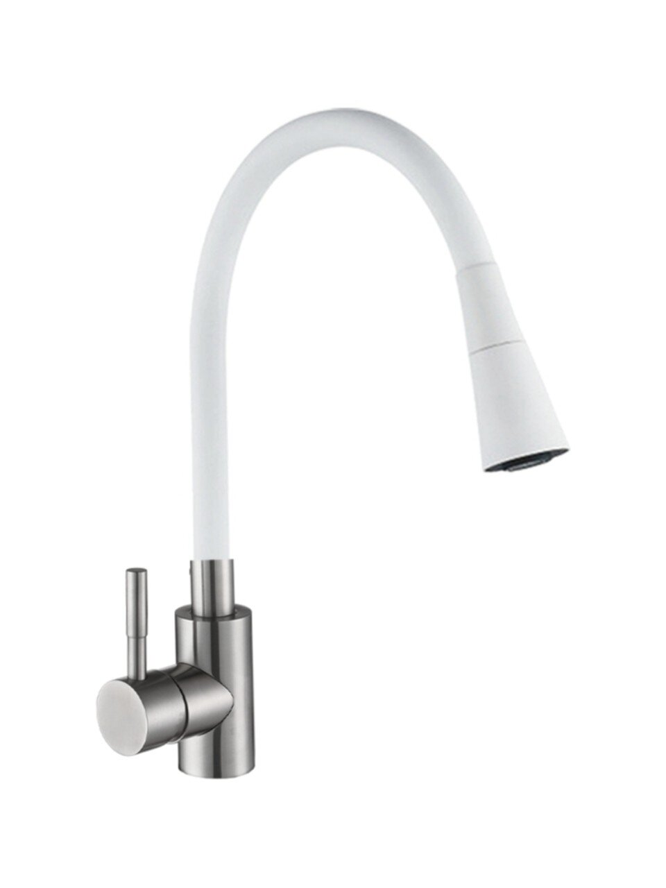 Смеситель для кухни, Антей, Мармелад, гибкий излив, с картриджем, белый, 572571-ANT