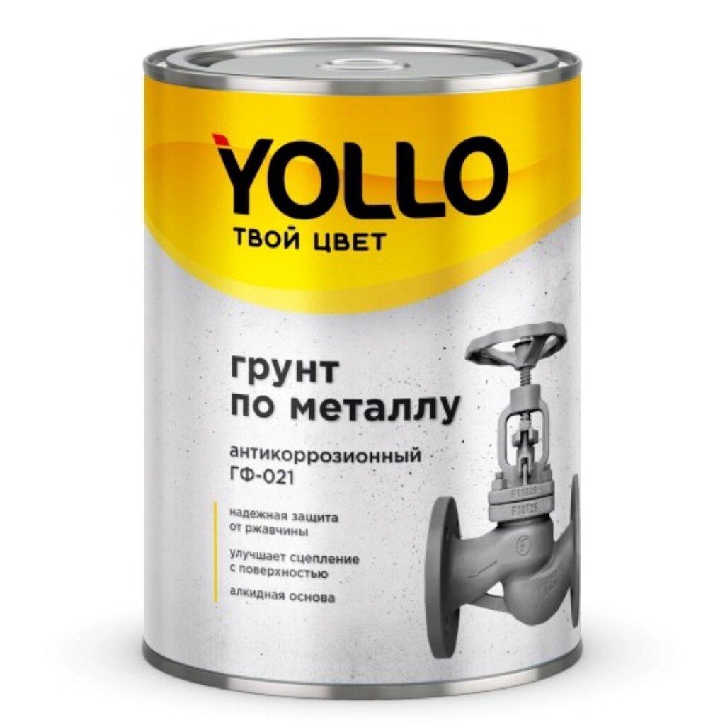 Грунтовка алкидная, Yollo, ГФ-21, серая, 0.9 кг