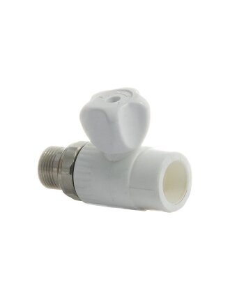 Кран для радиатора прямой, полипропилен, d25х3/4", белый, Kalde