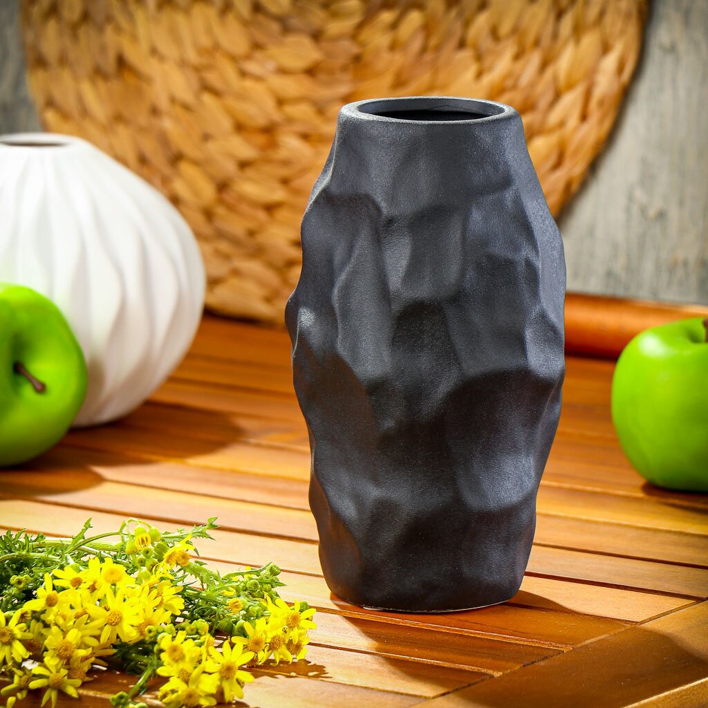 Ваза для сухоцветов керамика, настольная, 21х11 см, Вайб, Y4-6532, черная ваза для сухо ов керамика напольная 56х16 см ребристая jc 11814 черная