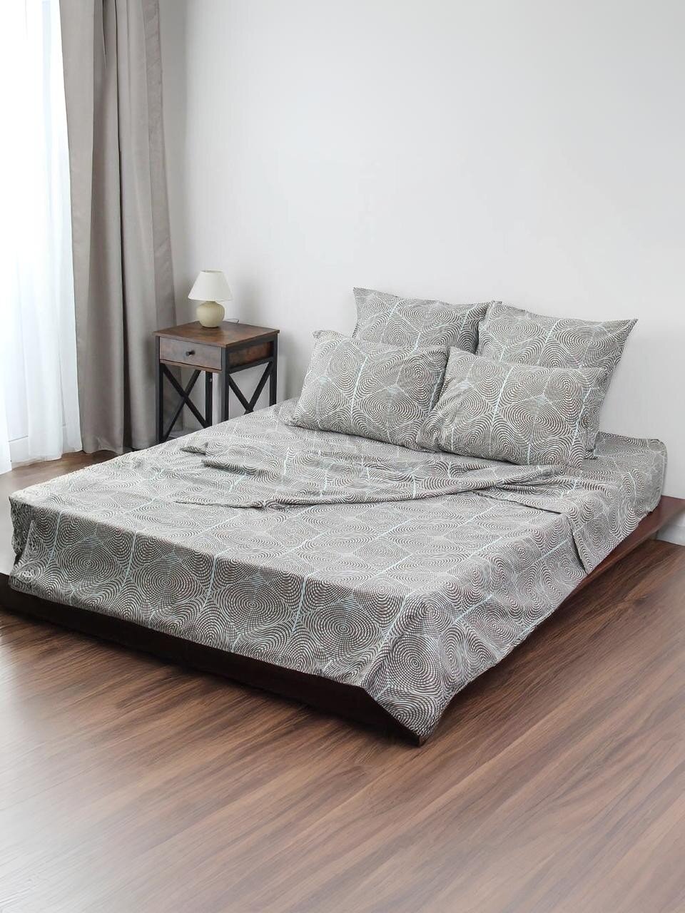 Простыня евро, 216 х 240 см, 100% хлопок, бязь, 120 г/м2, Майская ночь, 70806/1