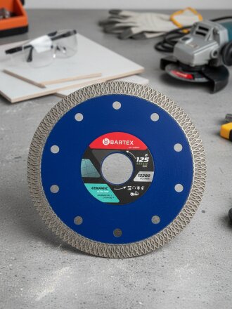 Диск отрезной алмазный по керамике, Bartex, 125х22.23х1.2 мм, сухой рез, ультратонкий, R023