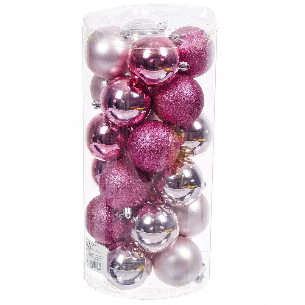 Елочный шар 24 шт, розовый, 7 см, SYQC-012225BP