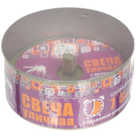 Репеллент от комаров, свеча антимоскитная, в жестяной банке цитронелла, Help, 80011