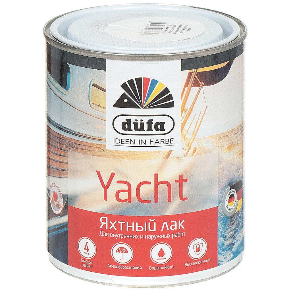 Лак Dufa, Retail Yacht, яхтный, матовый, алкидно-уретановый, для внутренних и наружных работ, 0.75 л