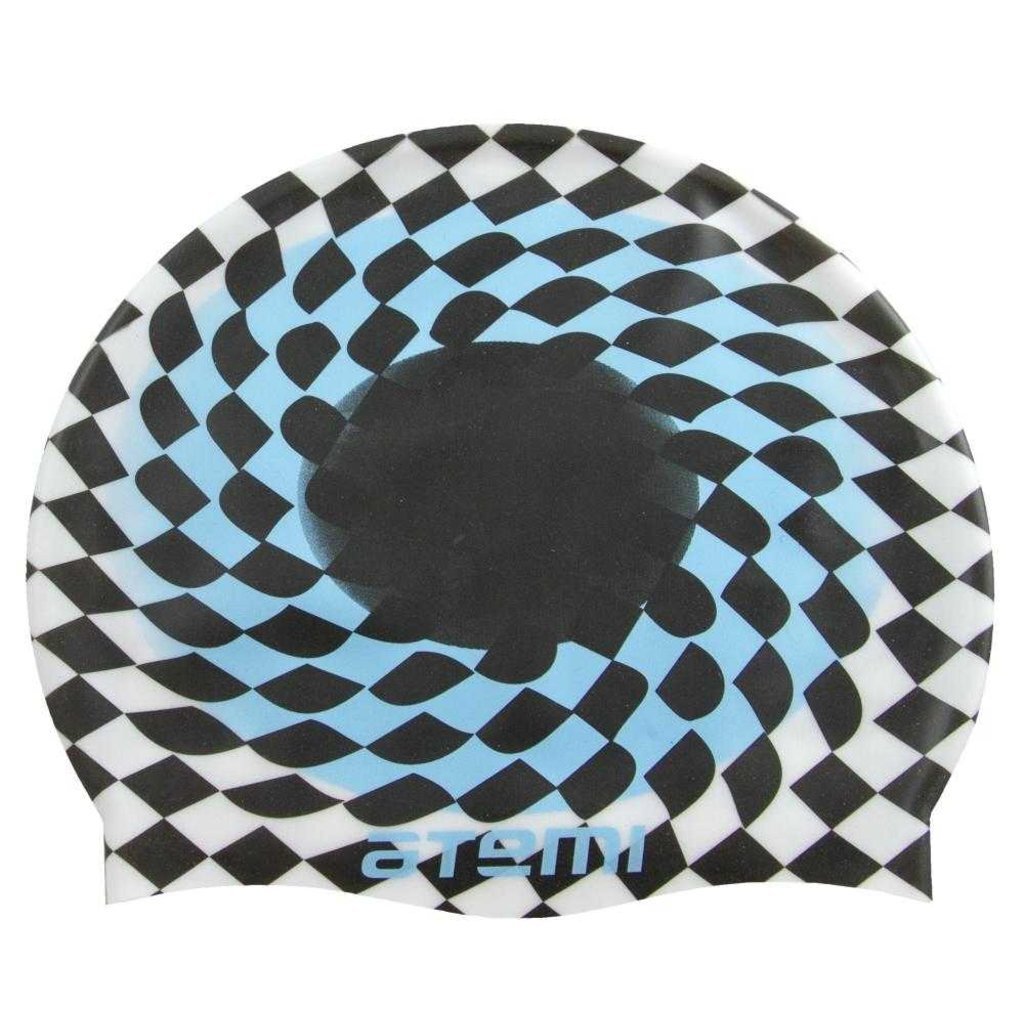 Шапочка для плавания Atemi, силикон, чёрно-белая (клетка), PSC421, 00-00001456