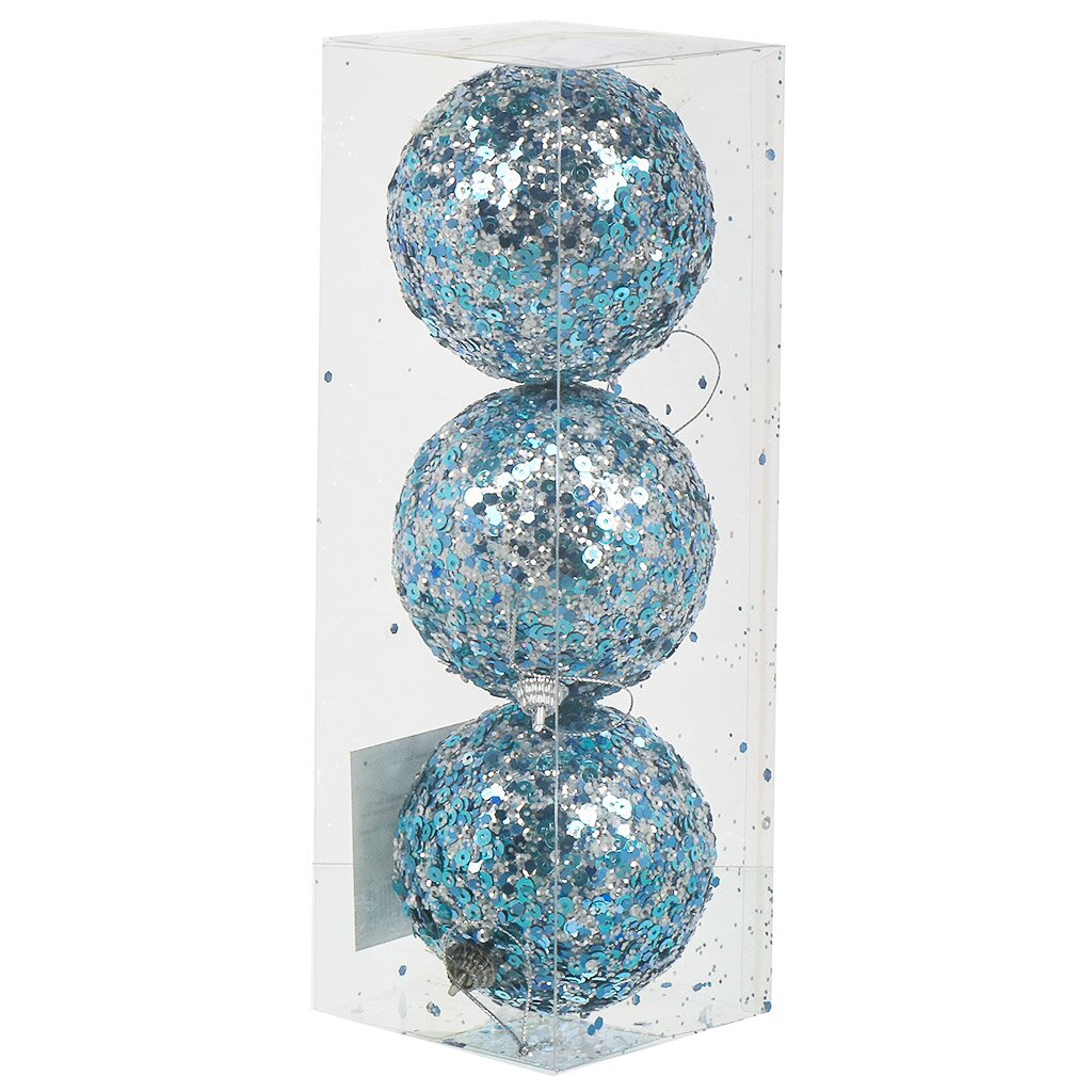 Набор елочных украшений 3 шт, голубой, 8 см, SYPMQA-102116 елочный шар голубой 8 см sypmqa 102101