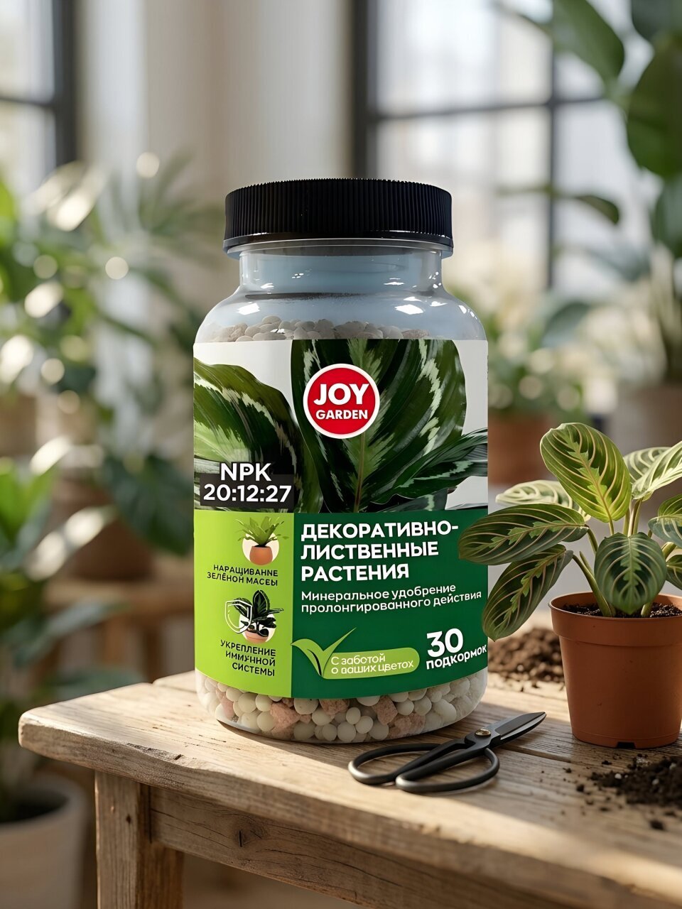 Удобрение Garden, для декоративно-лиственных растений, минеральное, гранулы, 200 г, Joy