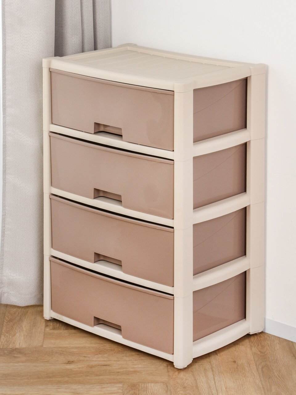 Комод 4 ящика, Колорит, 56х39х81 см, бежевый, широкий, М8759, Альтернатива