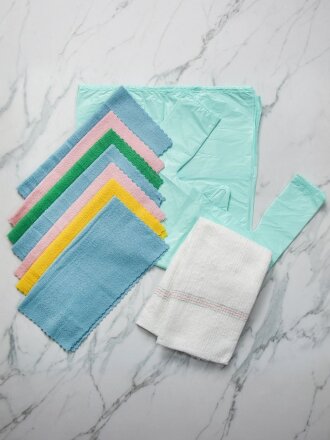 Набор для уборки Марья Искусница, салфетки из микрофибры 30х30 см 7 шт, пакеты 20 шт 60 л, салфетка для пола 0.5х0.8 м