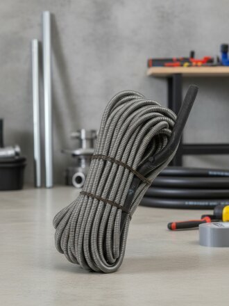 Трос сантехнический канализационный, диаметр 13.5 мм, пружина, 1.8 мм, 25 м, СантехКреп, 3.1.5.8.