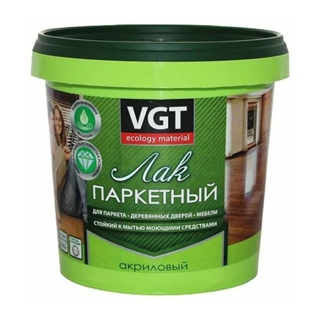 Лак VGT, паркетный, матовый, акриловый, для внутренних работ, 0.9 кг