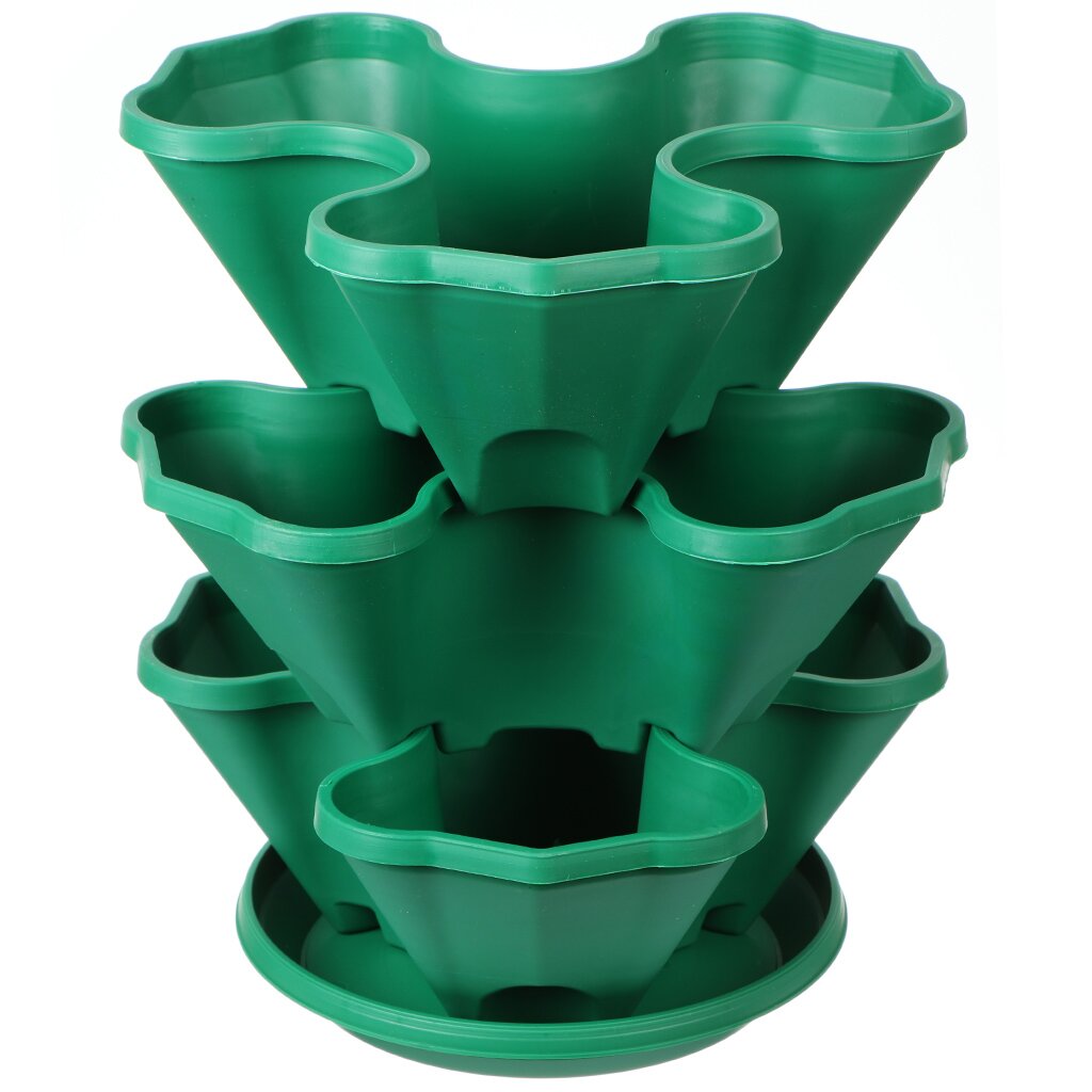 Кашпо пластик, 3 шт, темно-зеленое, Darel, Каскад, 505032 кашпо настенное пластик 1 3 л декоративное элластик пласт