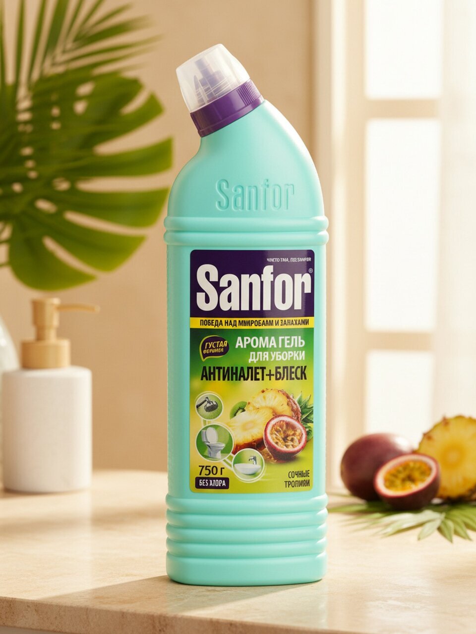 Чистящее средство для сантехники, Sanfor, Сочные тропики, гель, 750 г