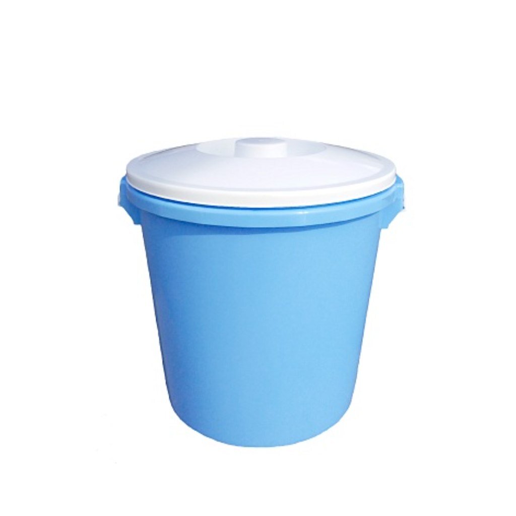 Бак пластик, пищевой, 32 л, круглый, повышенной прочности, с белой крышкой, голубой, 10013009, Радиан