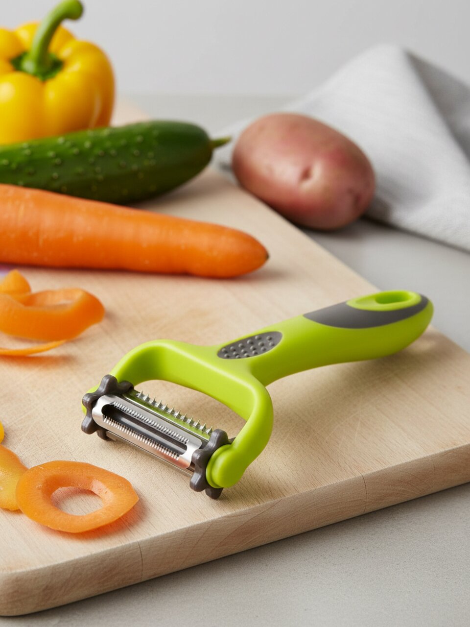 Овощечистка нержавеющая сталь, 15х7.5 см, рукоятка пластик, навеска, Daniks, SKT-004