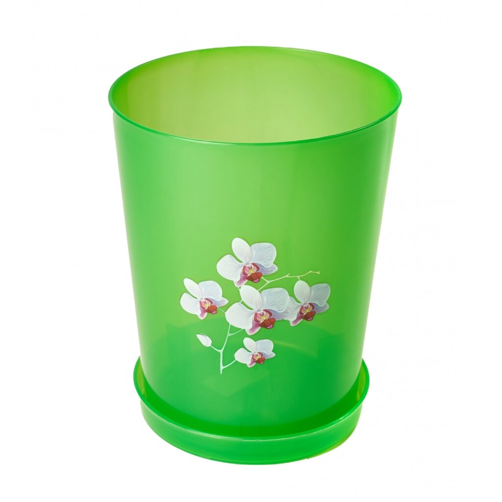 Горшок для цветов пластик, 3.5 л, 17х21.5 см, для орхидей, зеленый, Альтернатива, М1455