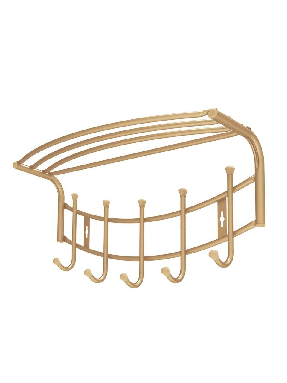 Вешалка 5 крючков, с полкой, настенная, 23.5х52.5х30 см, металл, Nika, ВНП4, золотая
