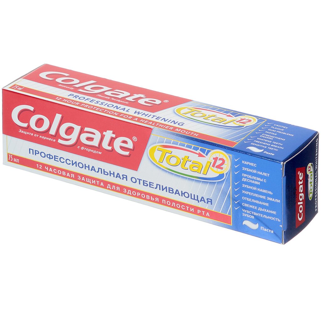 Зубная паста Colgate, Total 12 Профессиональная Отбеливающая, 75 мл