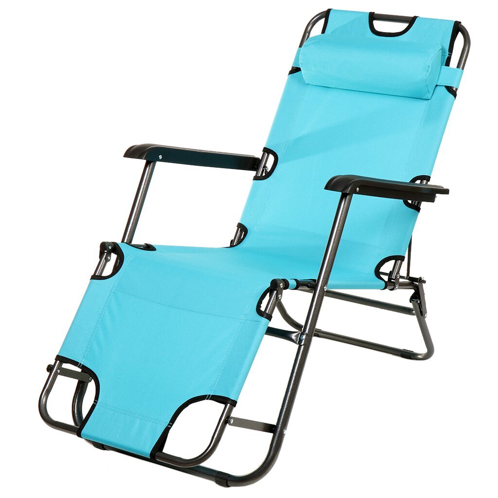 Шезлонг пляжный металл, 153х60х80 см, 100 кг, 2 положения спинки, голубой, Green Days, YTBC051-16-4535