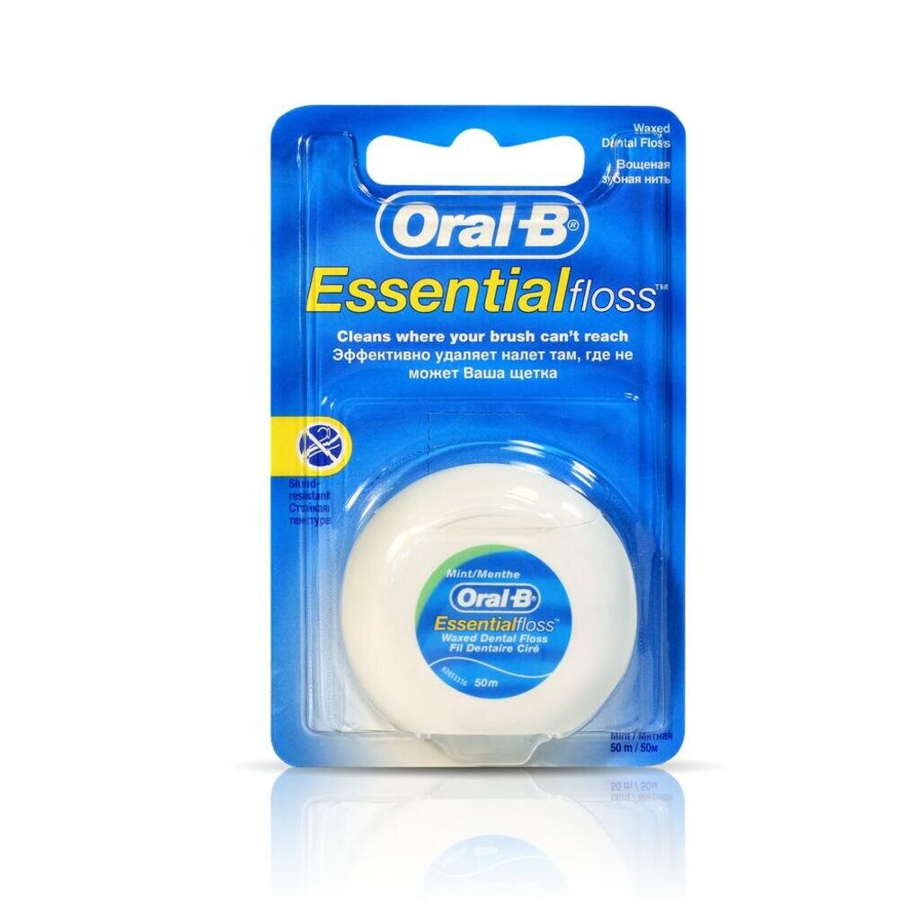 Зубная нить Oral-B, Essential floss мятная зубная щетка электрическая braun oral b teen d601 523 3