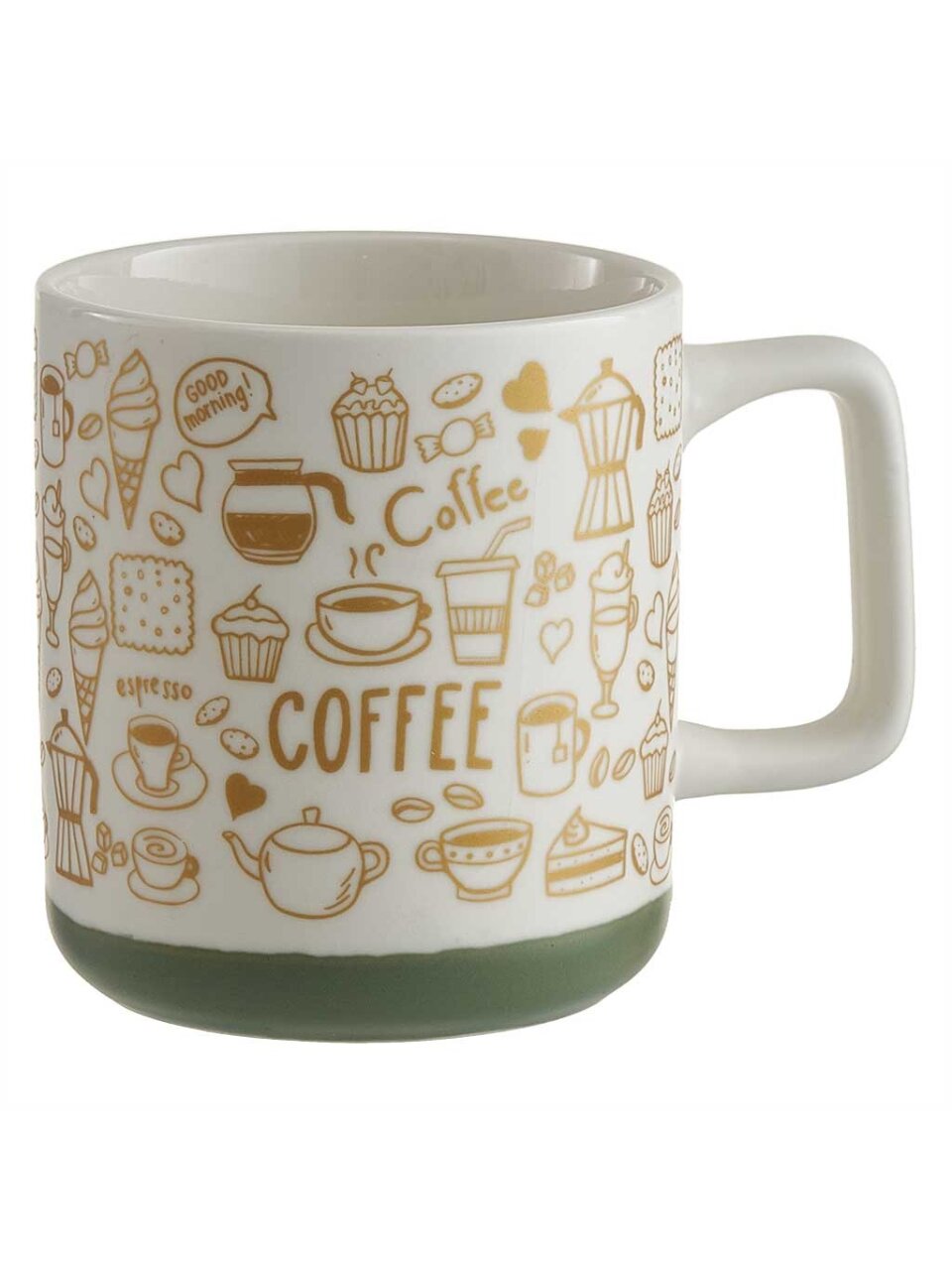 Кружка керамика, 380 мл, Rosario, Ф18-017L, зеленая